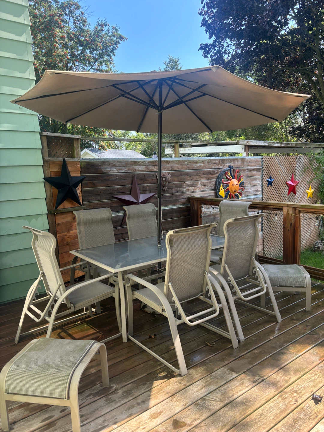 Patio Dining Set with Umbrella and Chairs