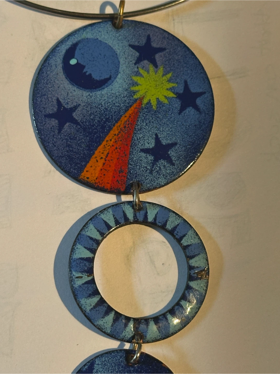 MCM Celestial Blue Enamel on Copper Tiered Necklace - photo 3