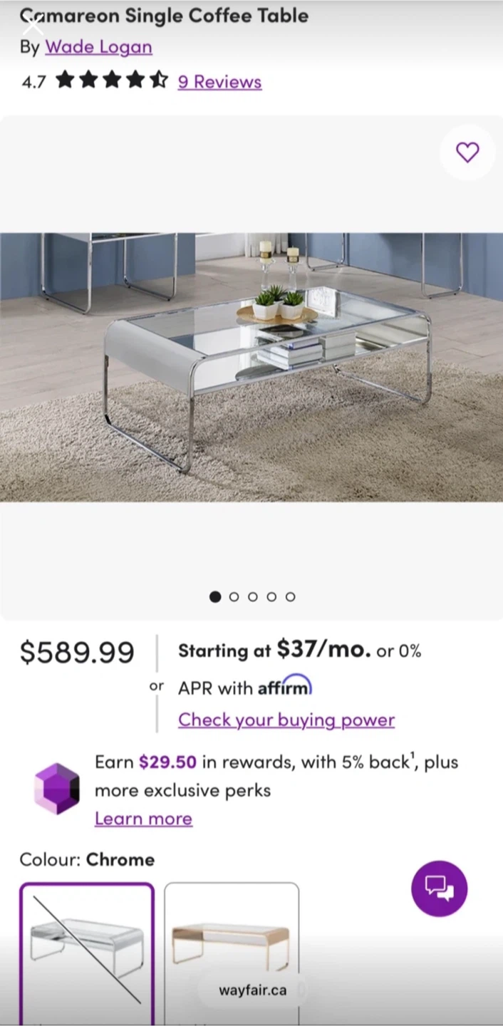 Wade Logan Camgreon Coffee Table in Chrome - photo 2
