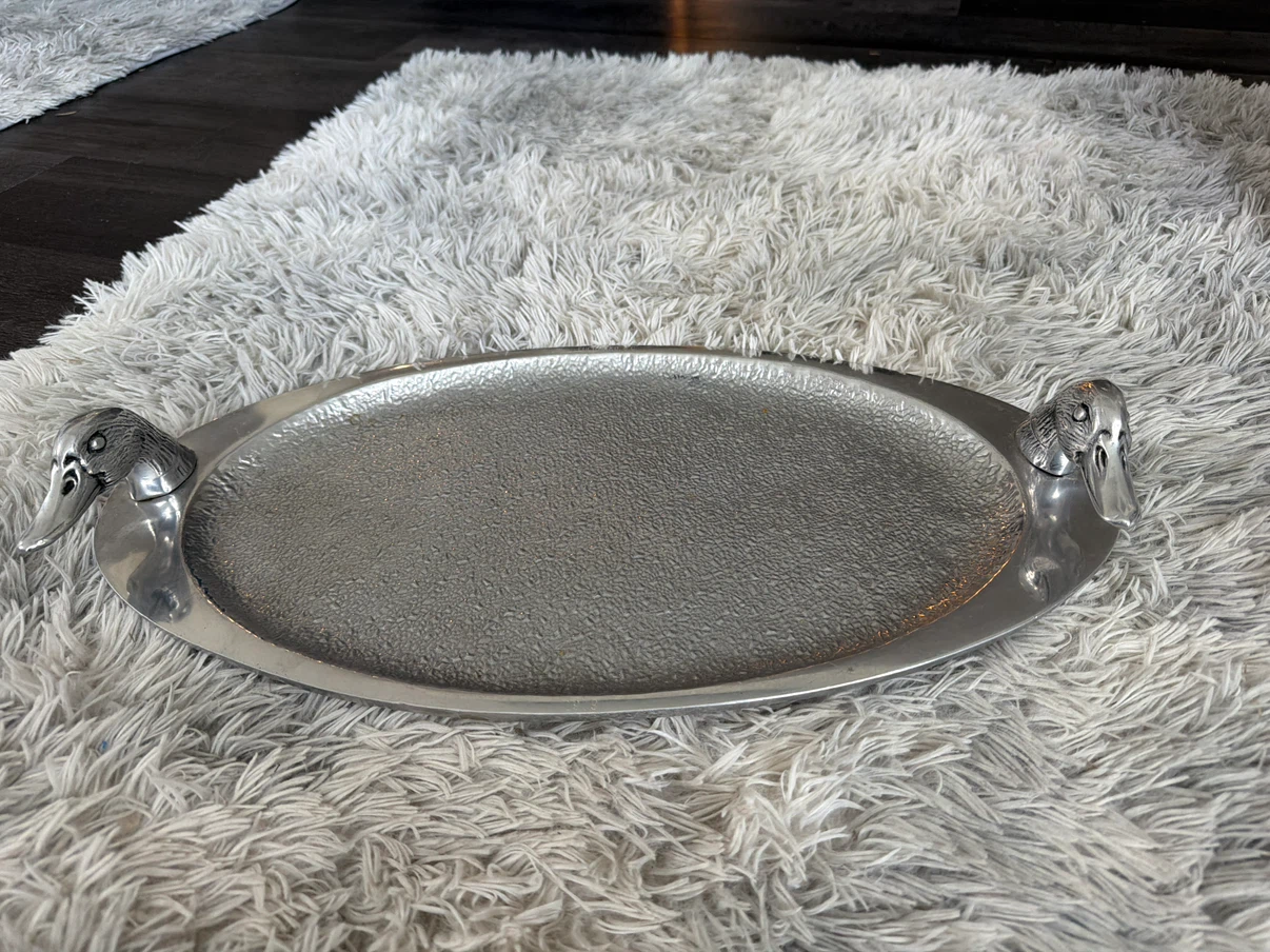 Silver Platter with Duck Head Handles - photo 2