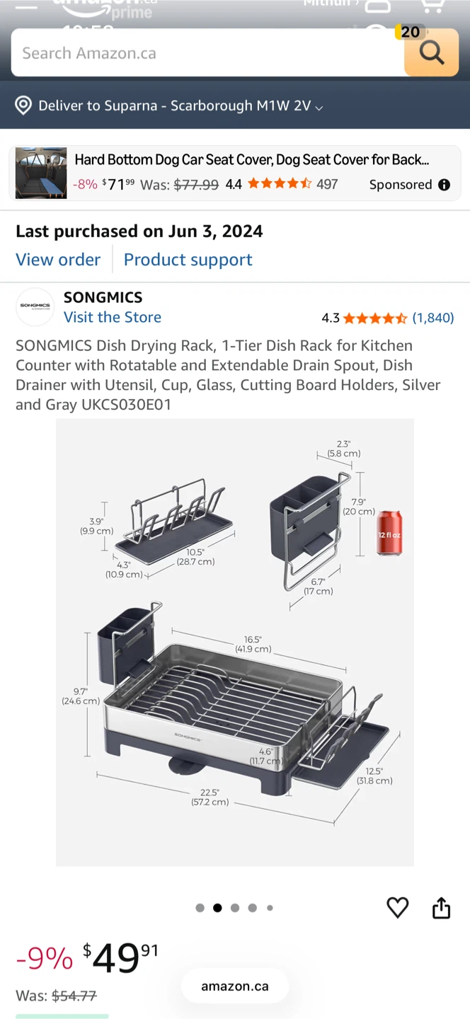 SONGMICS Dish Drying Rack