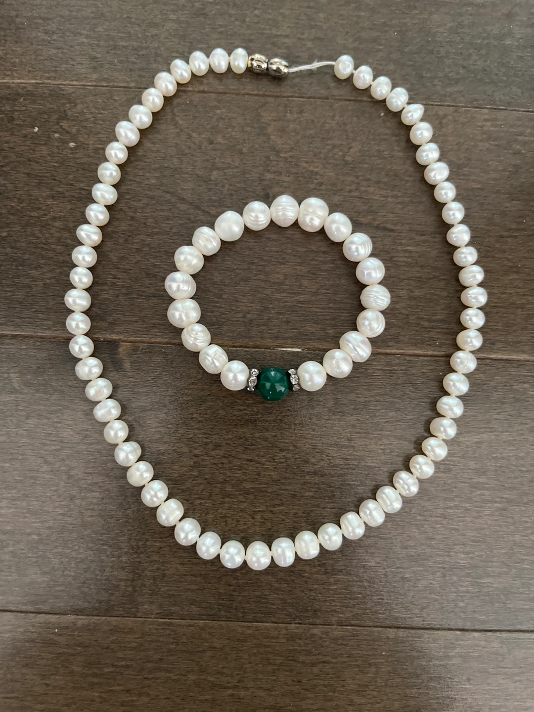 Pearl Necklace and Bracelet Set