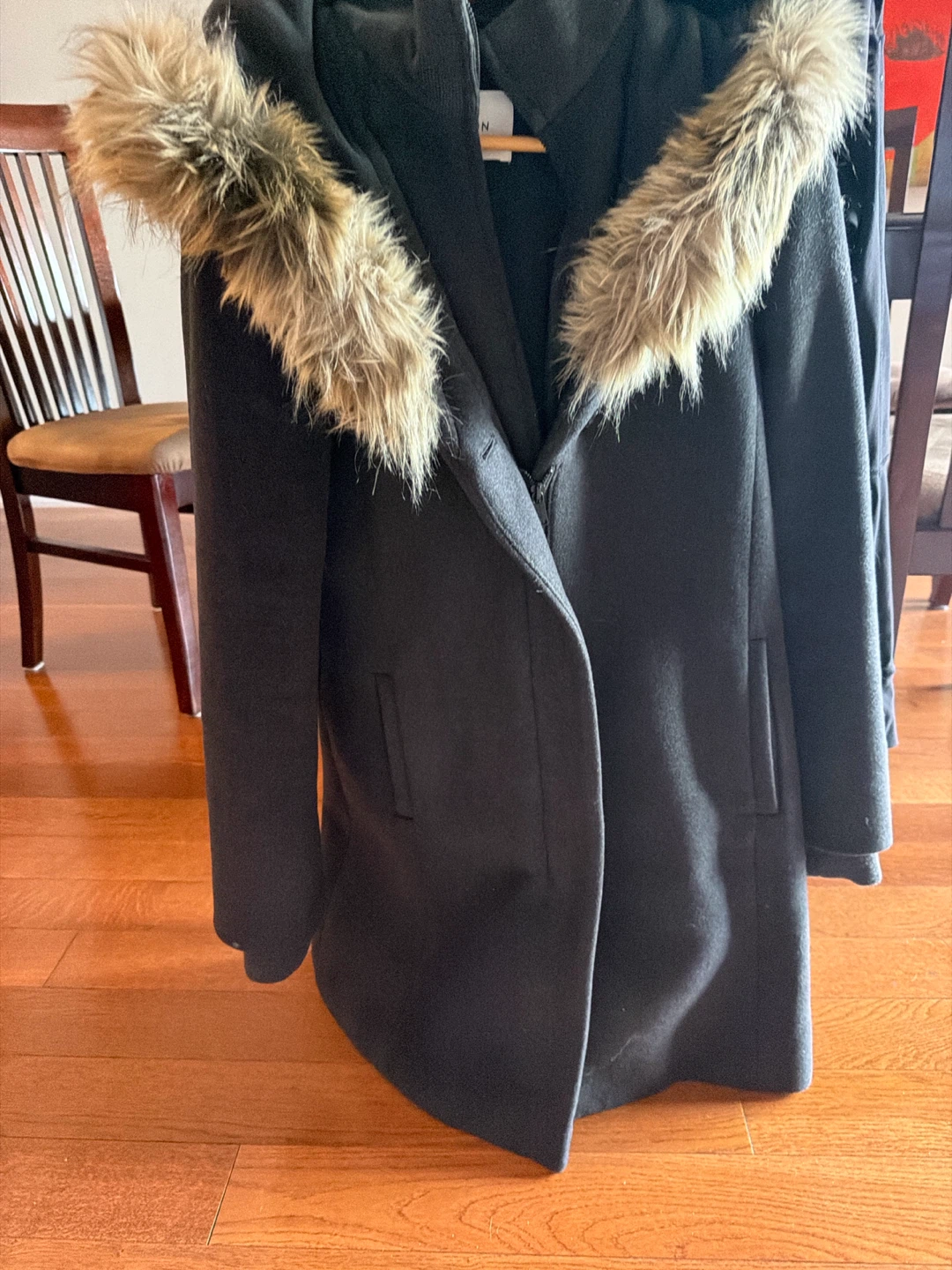 Babaton Charcoal Grey Winter Coat with Faux Fur Hood - photo 2