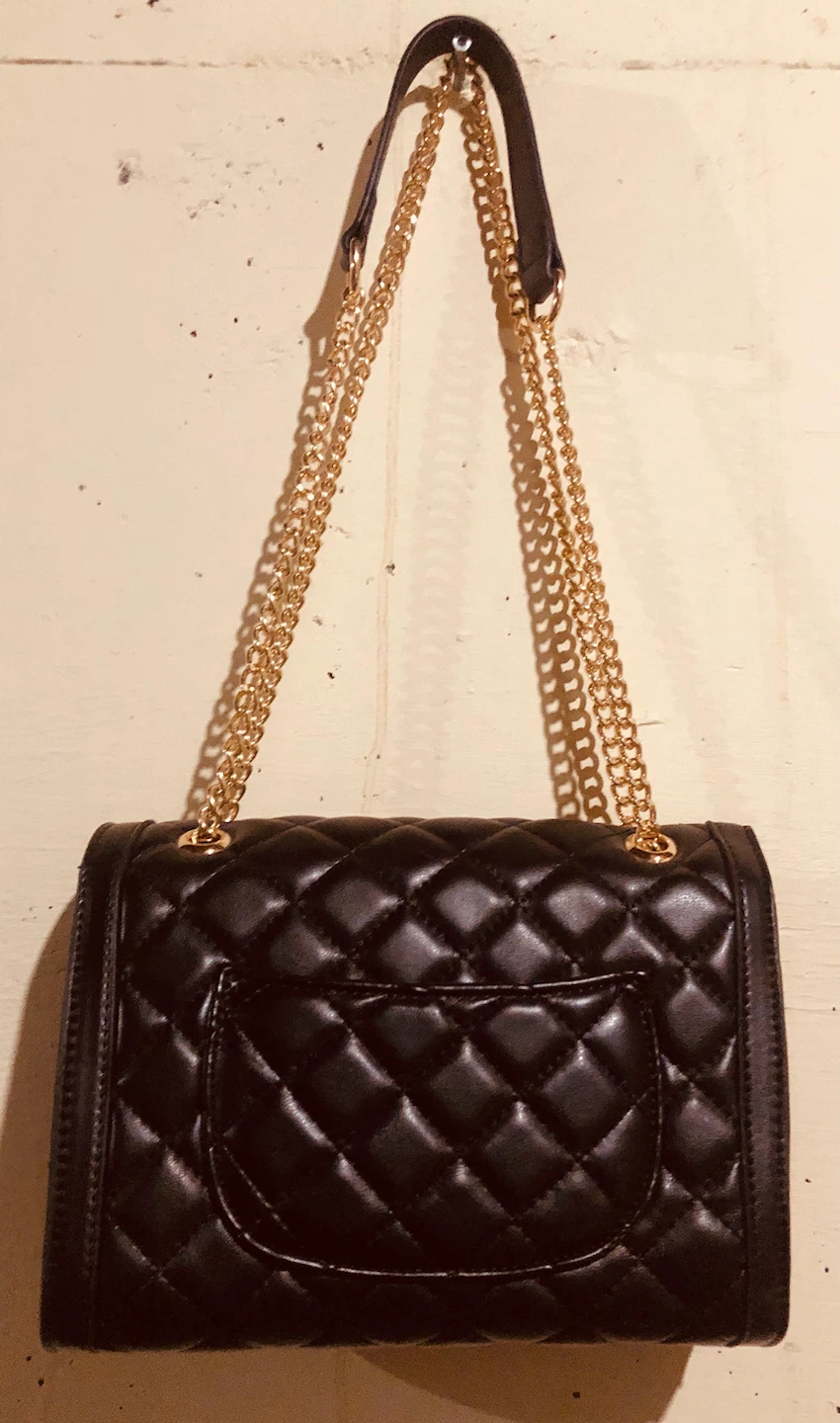 Black Quilted Handbag with Gold Chain - photo 5