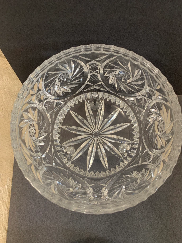 Cut Crystal Glass Fruit Bowl