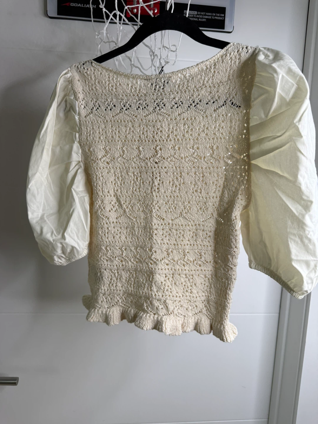 ZARA Smocked Puff Sleeve Top Cream M - photo 2