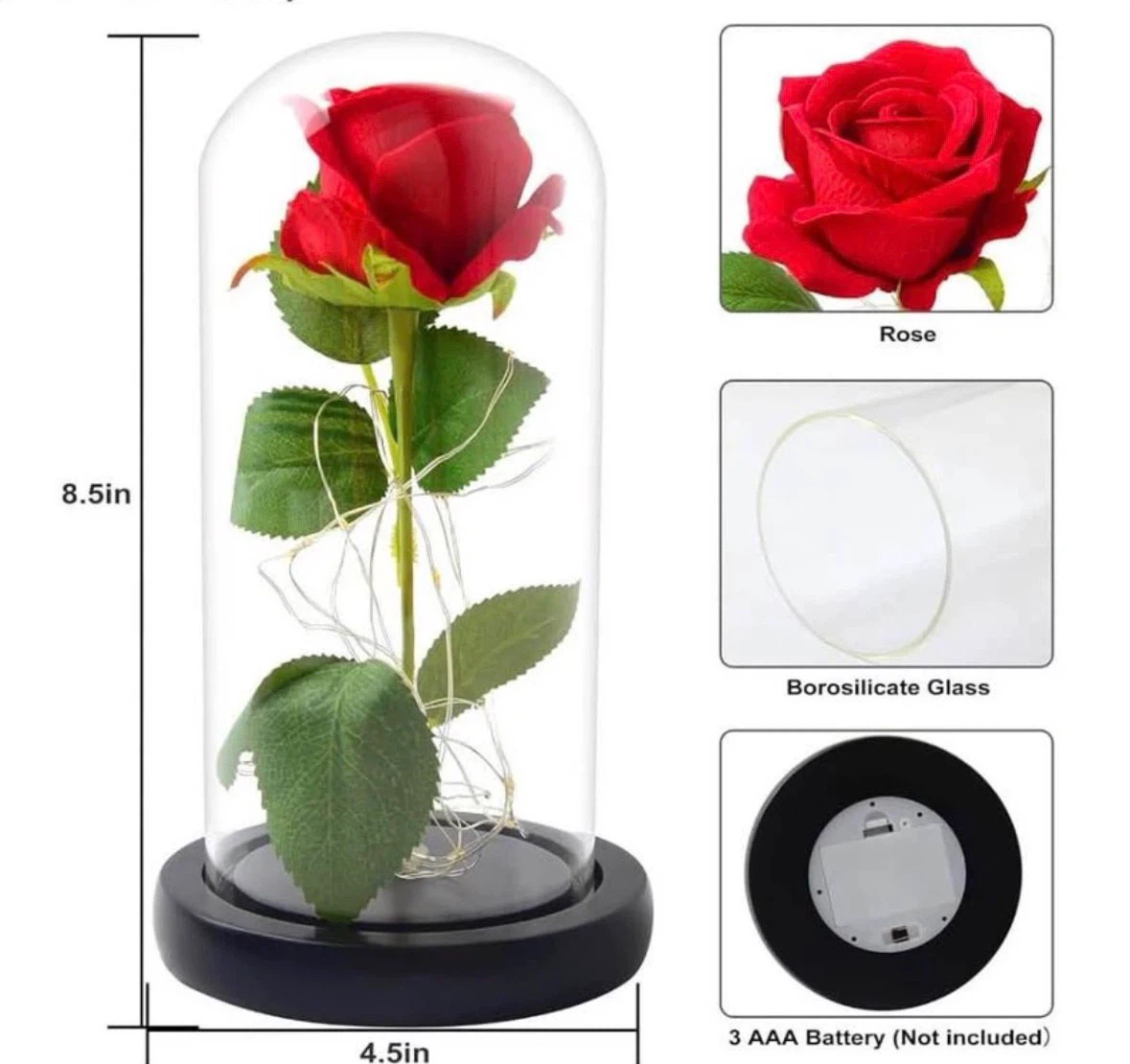 Eternal Flower Rose, Red Romantic Rose for Women,Rose in a Glass