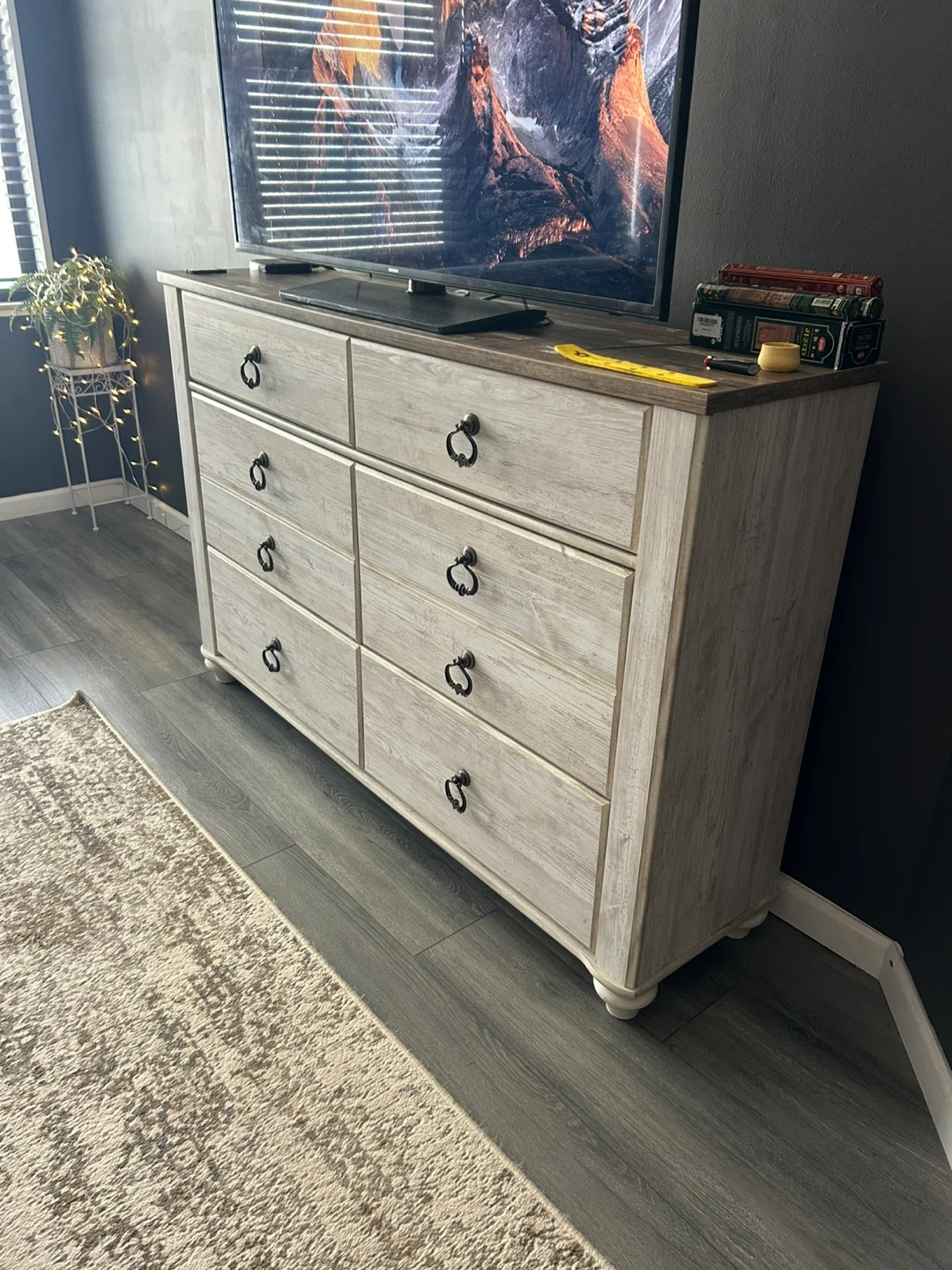 Ashley Store Bedroom set  - White Washed Wood Dresser