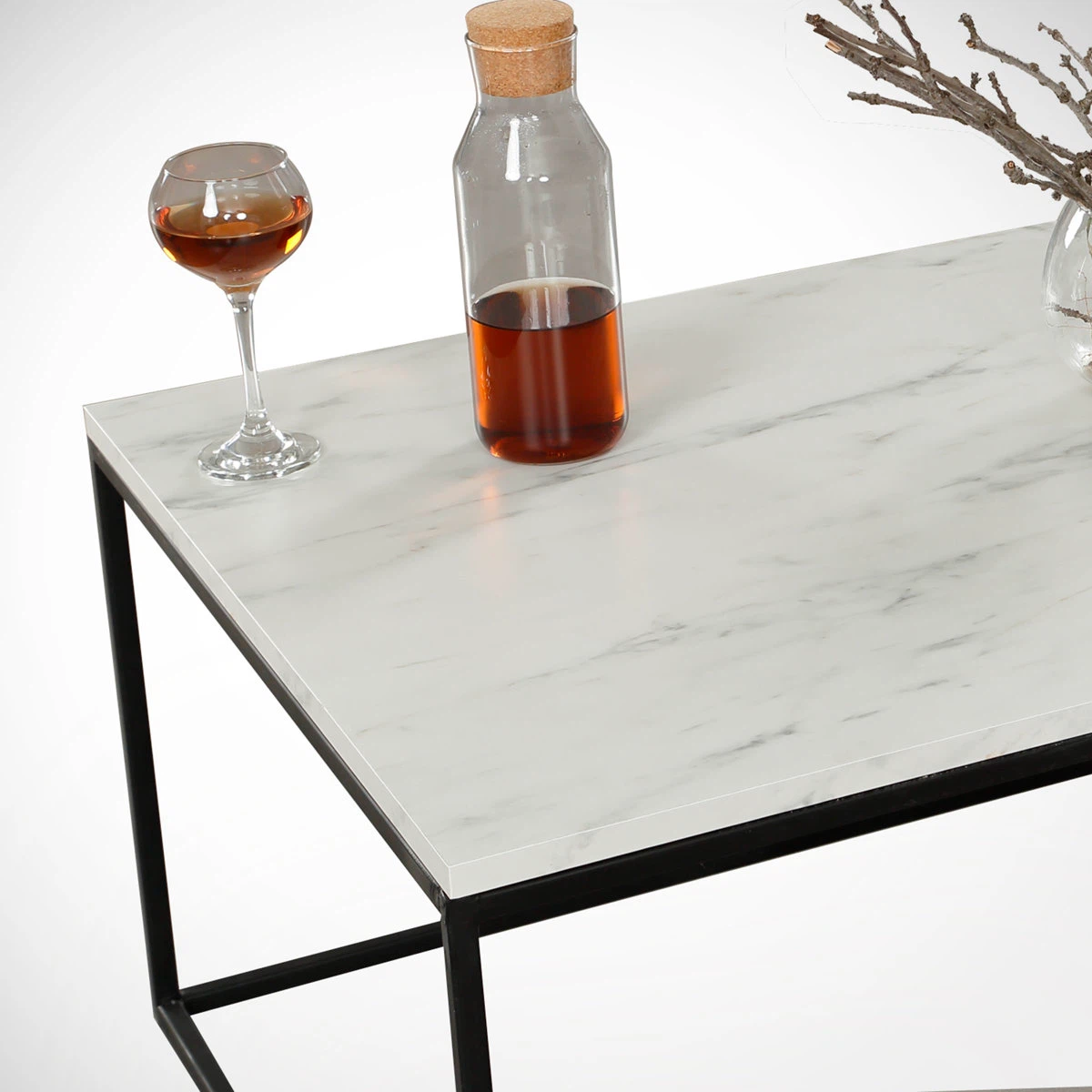 New Coffee Table with Marble Design, Modern White & Black - photo 4