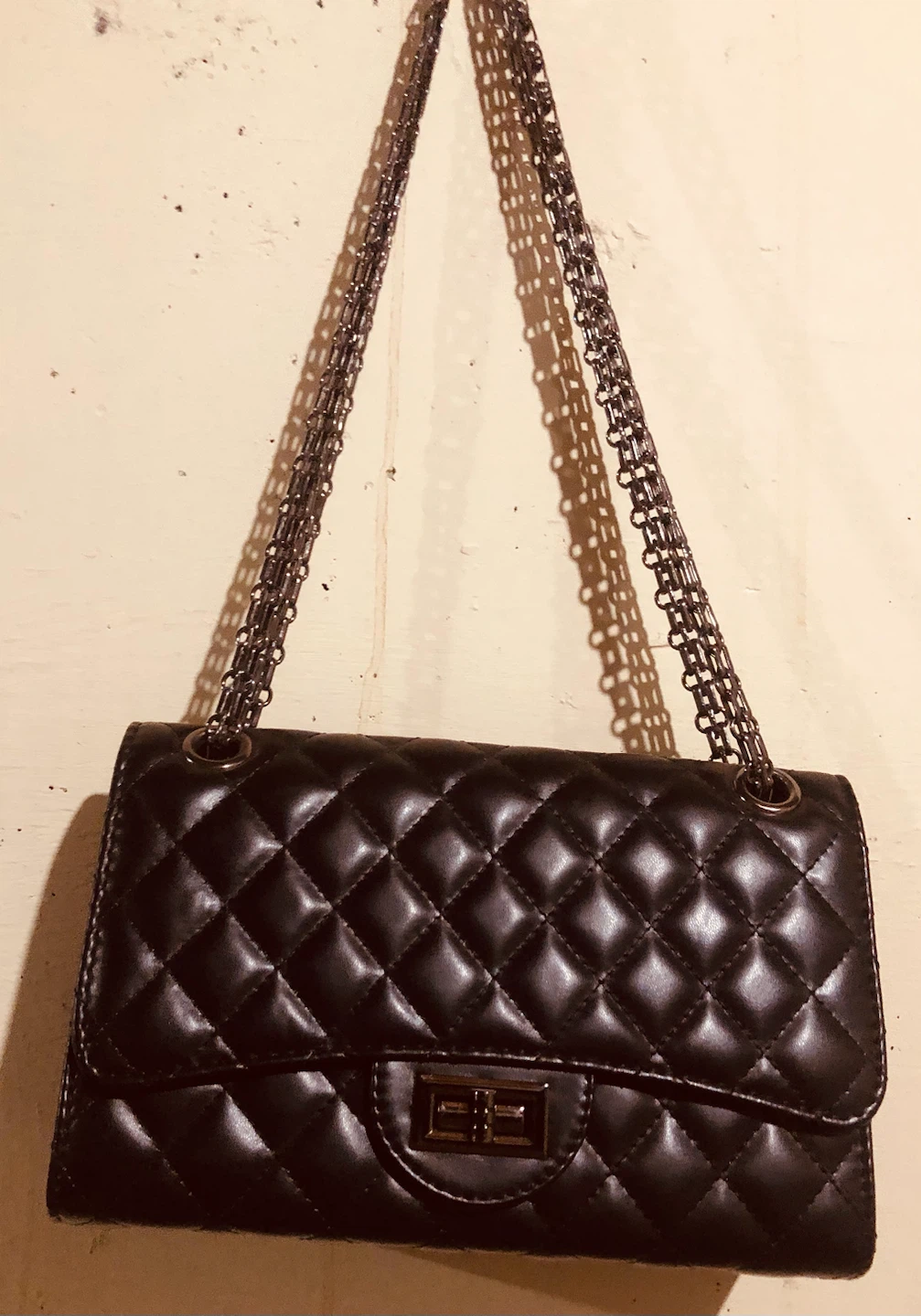 Black Quilted Chain Handbag