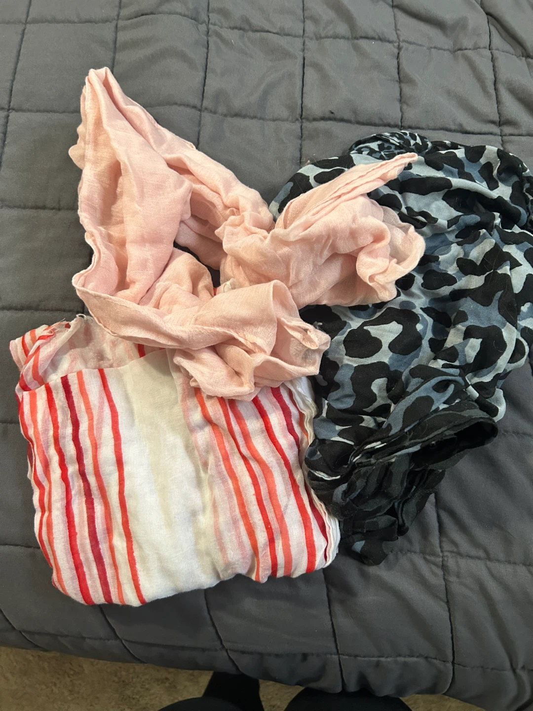 Bundle of 3 Scarves - Pink, Striped, and Leopard Print