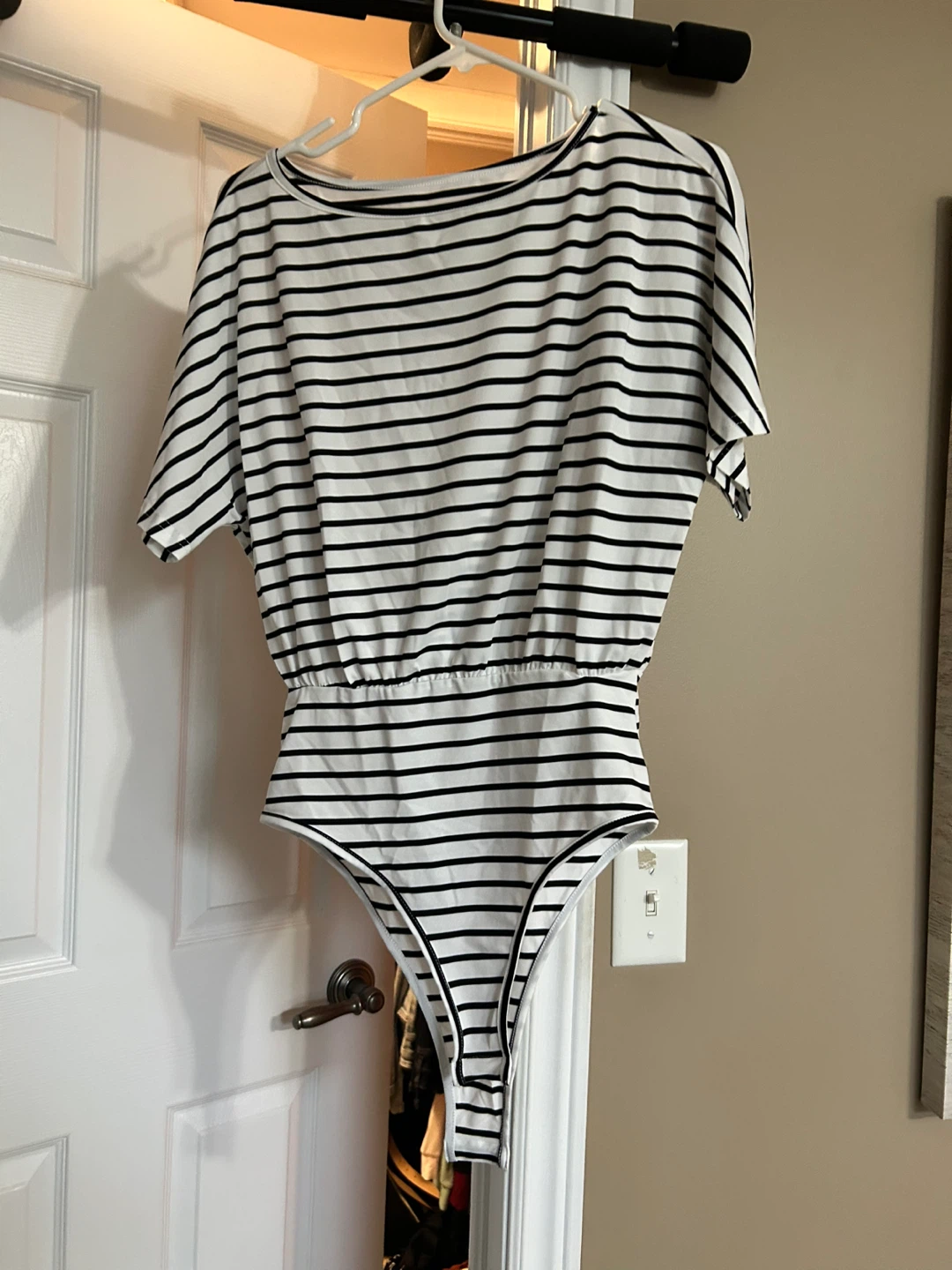 SHEIN Striped Bodysuit - Black and White