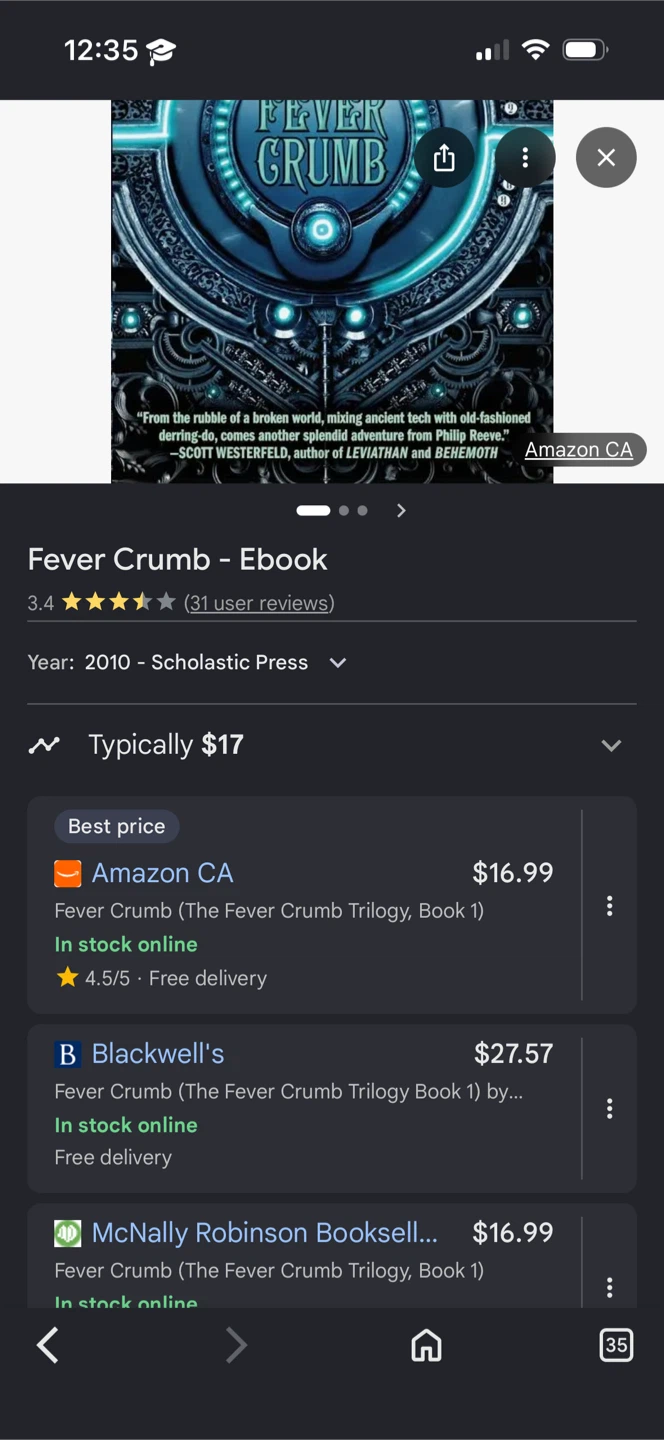 Fever Crumb by Philip Reeve Book - photo 2