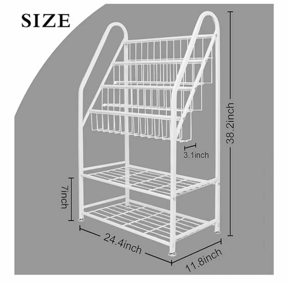 White Metal Book Shelf / Organizer – 3 Tier - photo 2