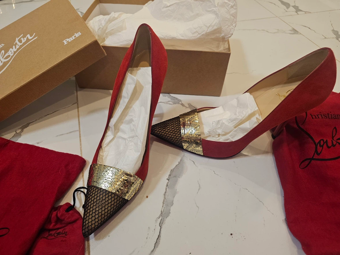 Christian Louboutin Red Suede Pumps