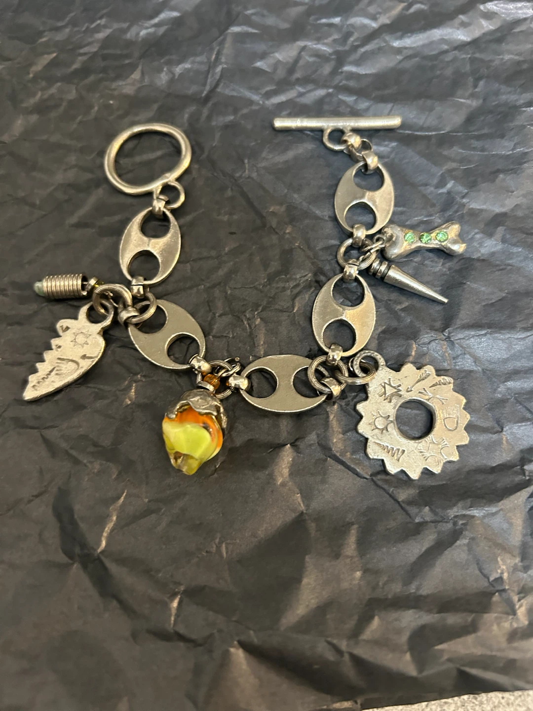 Vintage, from Spiegel; Charm Bracelet with Toggle Clasp