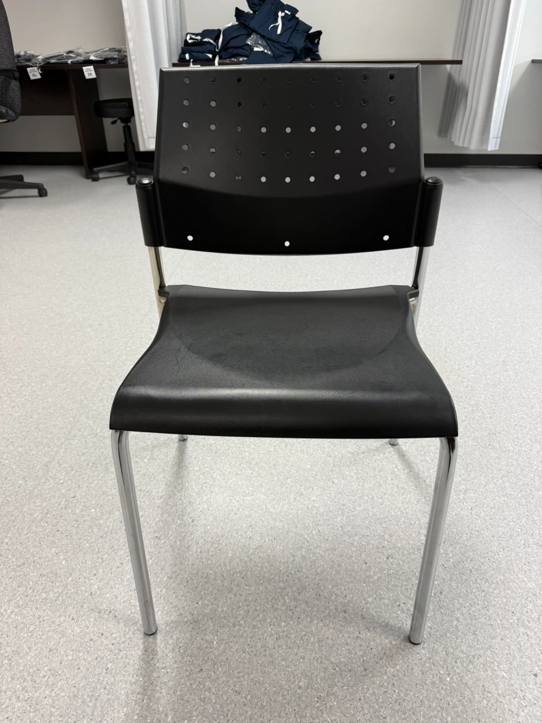 Black Stackable Chair with Chrome Legs