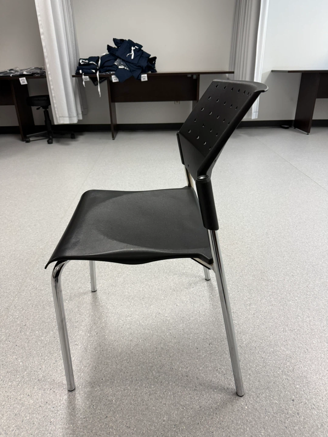 Black Stackable Chair with Chrome Legs - photo 2