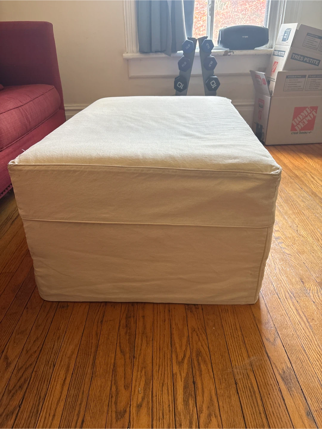Beige Upholstered Ottoman - photo 2
