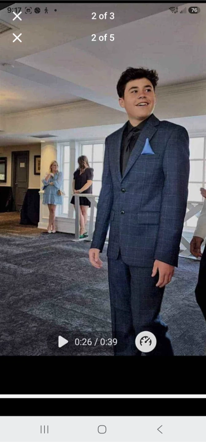 Calvin Klein Slim-Fit Blue Plaid Suit Set (Complete Outfit)