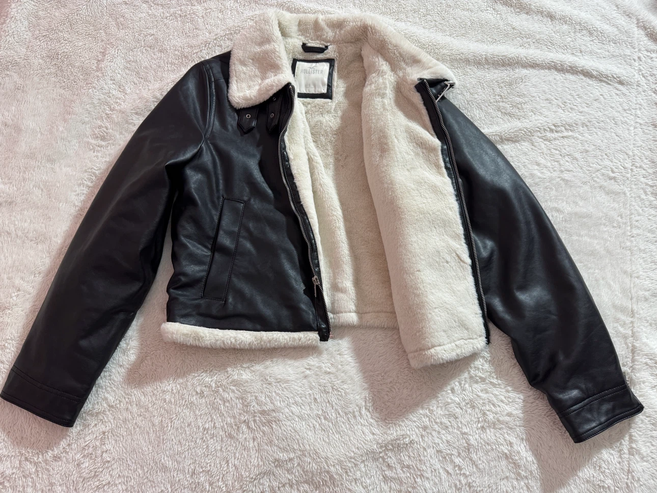 Hollister Faux Leather & Sherpa Lined Jacket