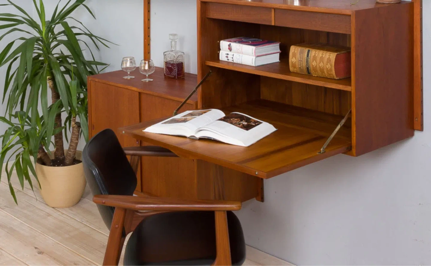 MCM Danish Teak Wall Unit desk cabinet by Preben Sørensen