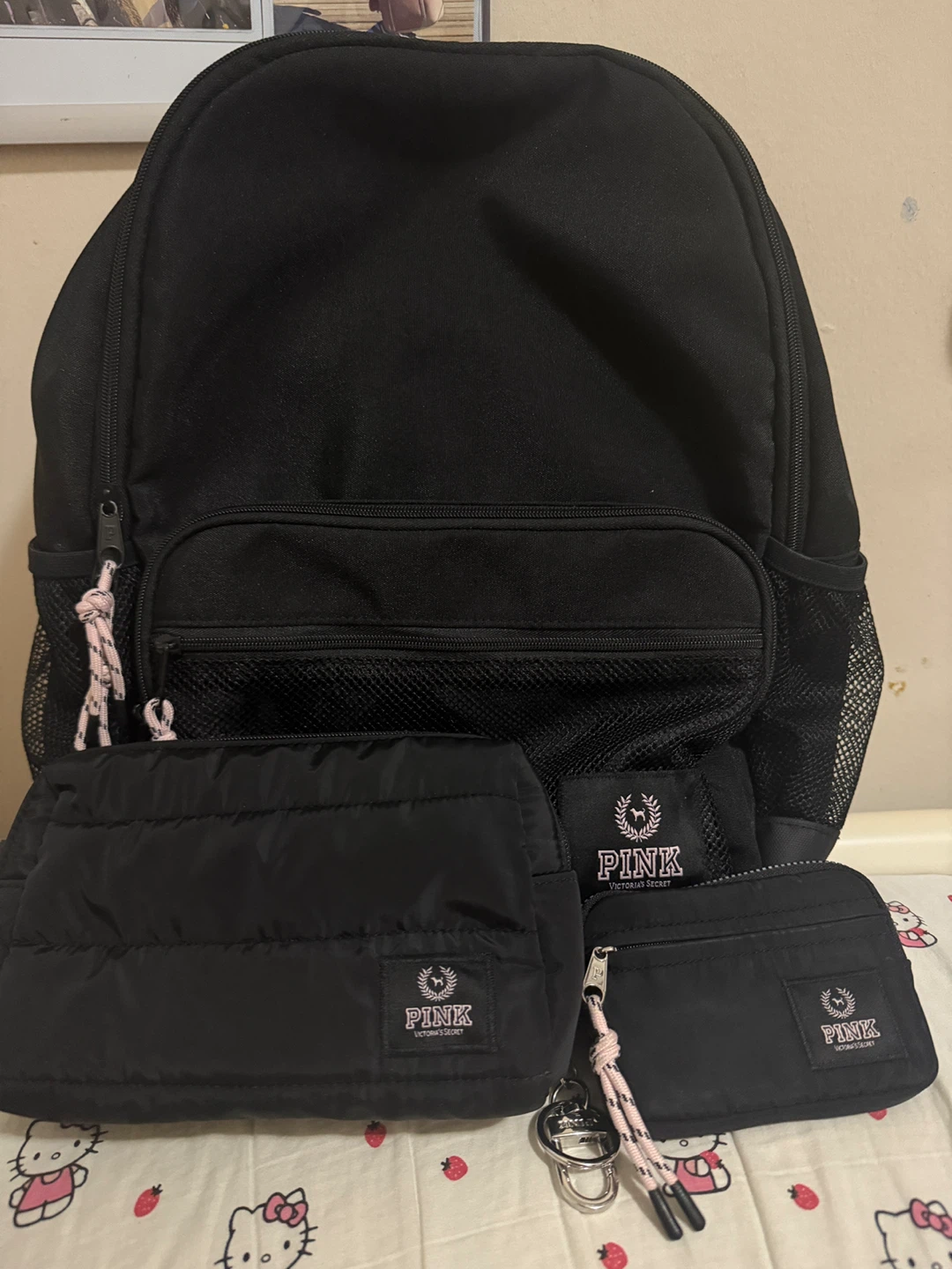 PINK by Victoria’s Secret Black Backpack, Pouch & Wallet Bundle