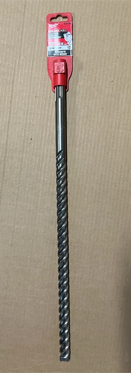 🇩🇪 NEW Milwaukee 3/4” x 21” 4-Cutter SDS-MAX Carbide Bit