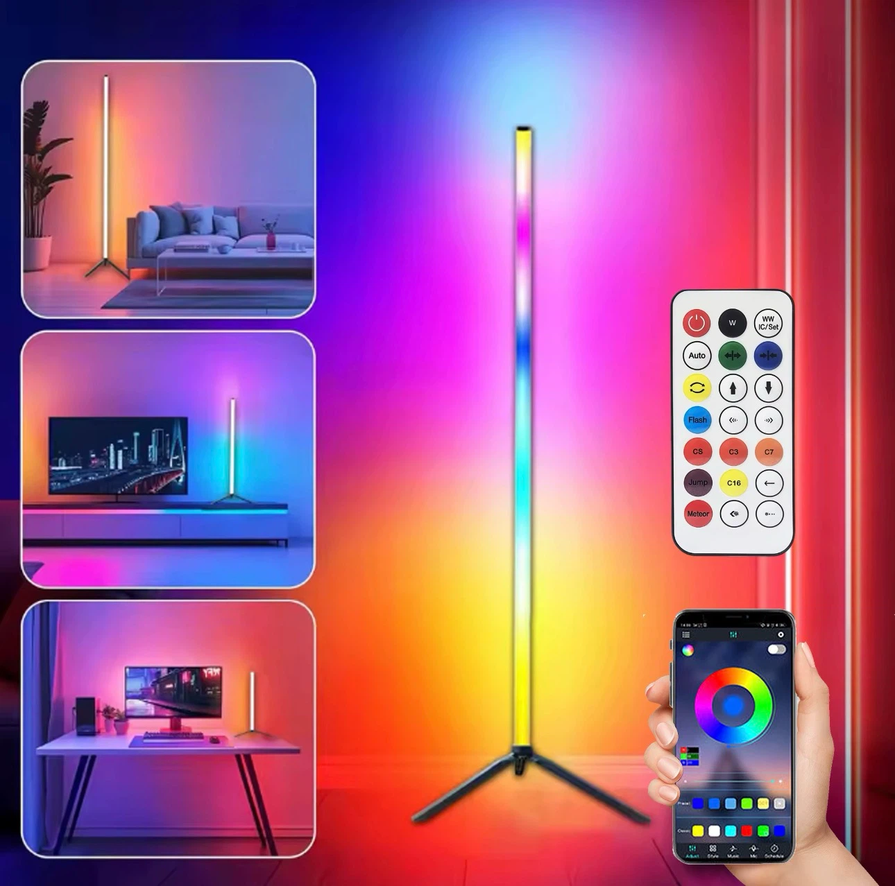 RGB Corner Lamp with Remote and App Control - photo 3