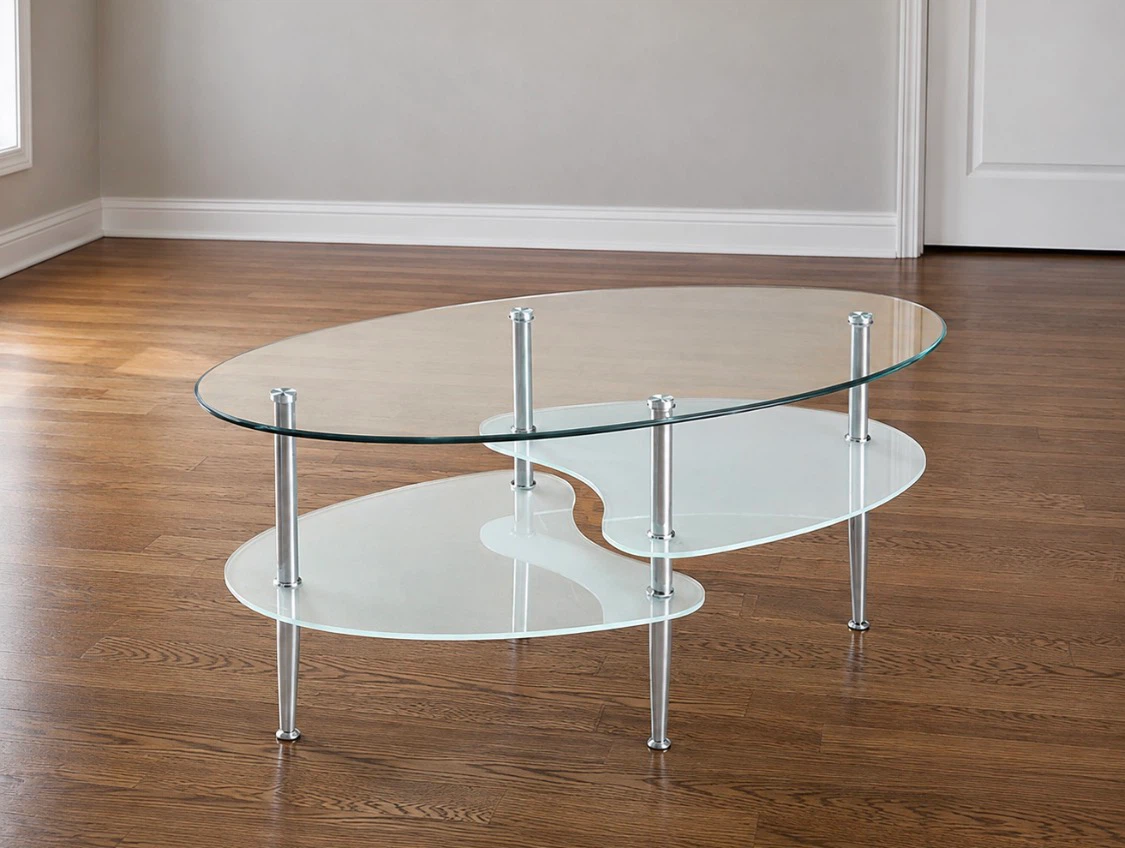 New Sleek Tempered Glass Coffee Table Modern