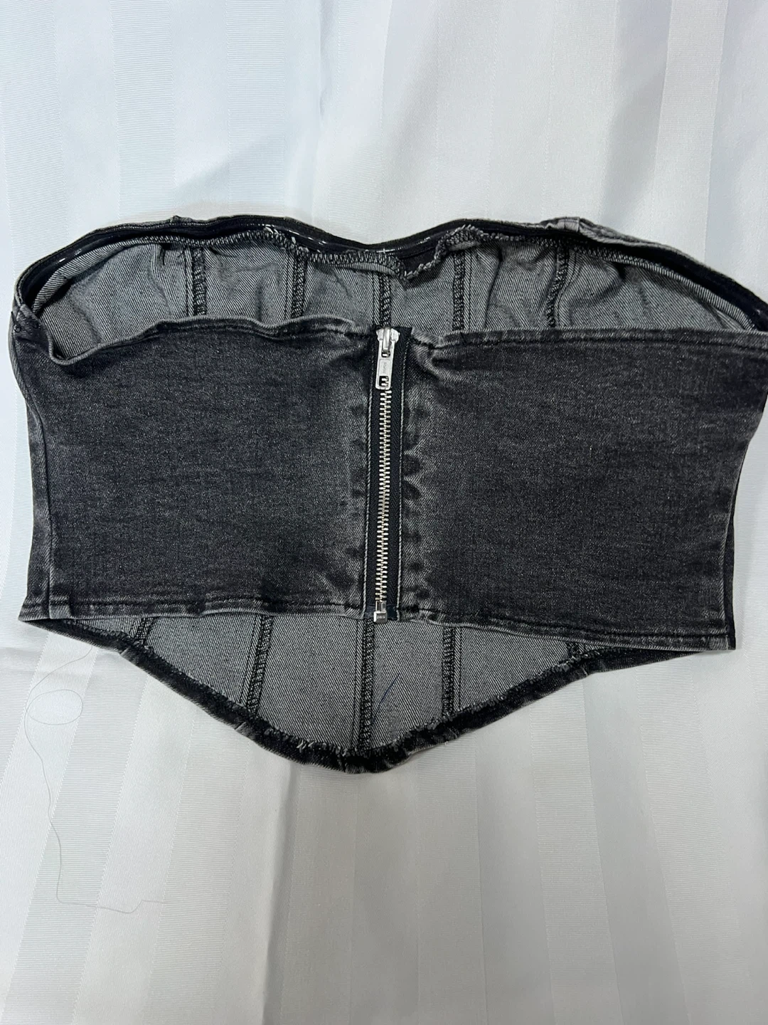Washed Denim Corset Top - photo 2