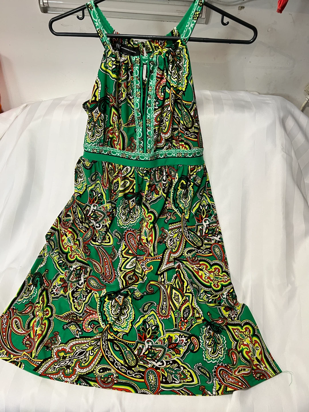 INC International Concepts Green Paisley Halter Dress