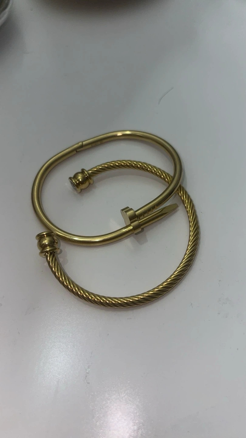 Evry Gold Tone Bracelets - Nail & Twisted Cable Design