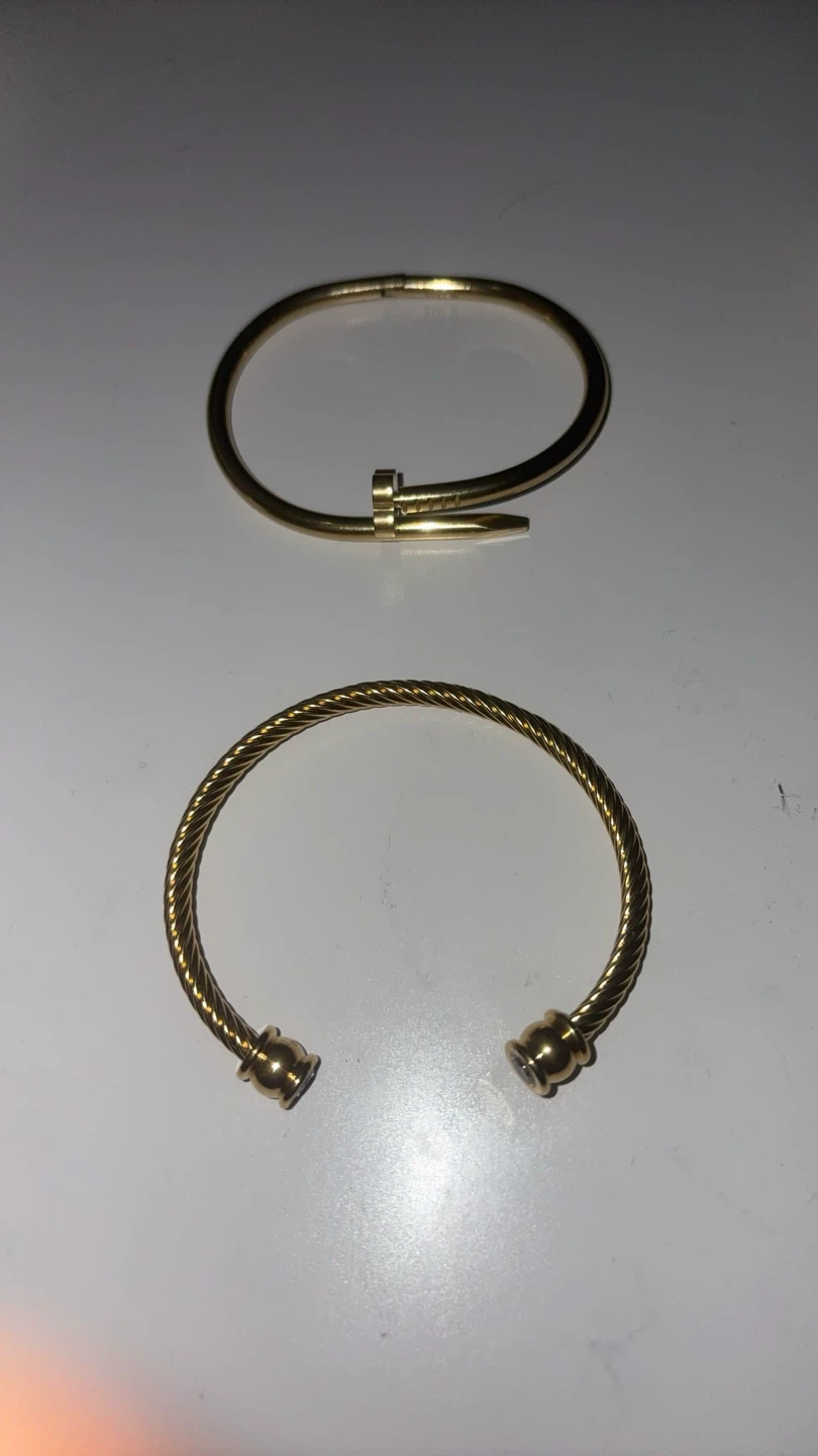 Evry Gold Tone Bracelets - Nail & Twisted Cable Design - photo 2