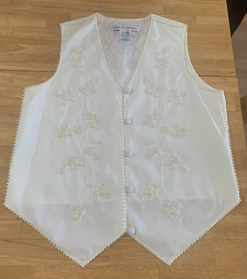 Brand new White Beaded Formal Vest Size 10