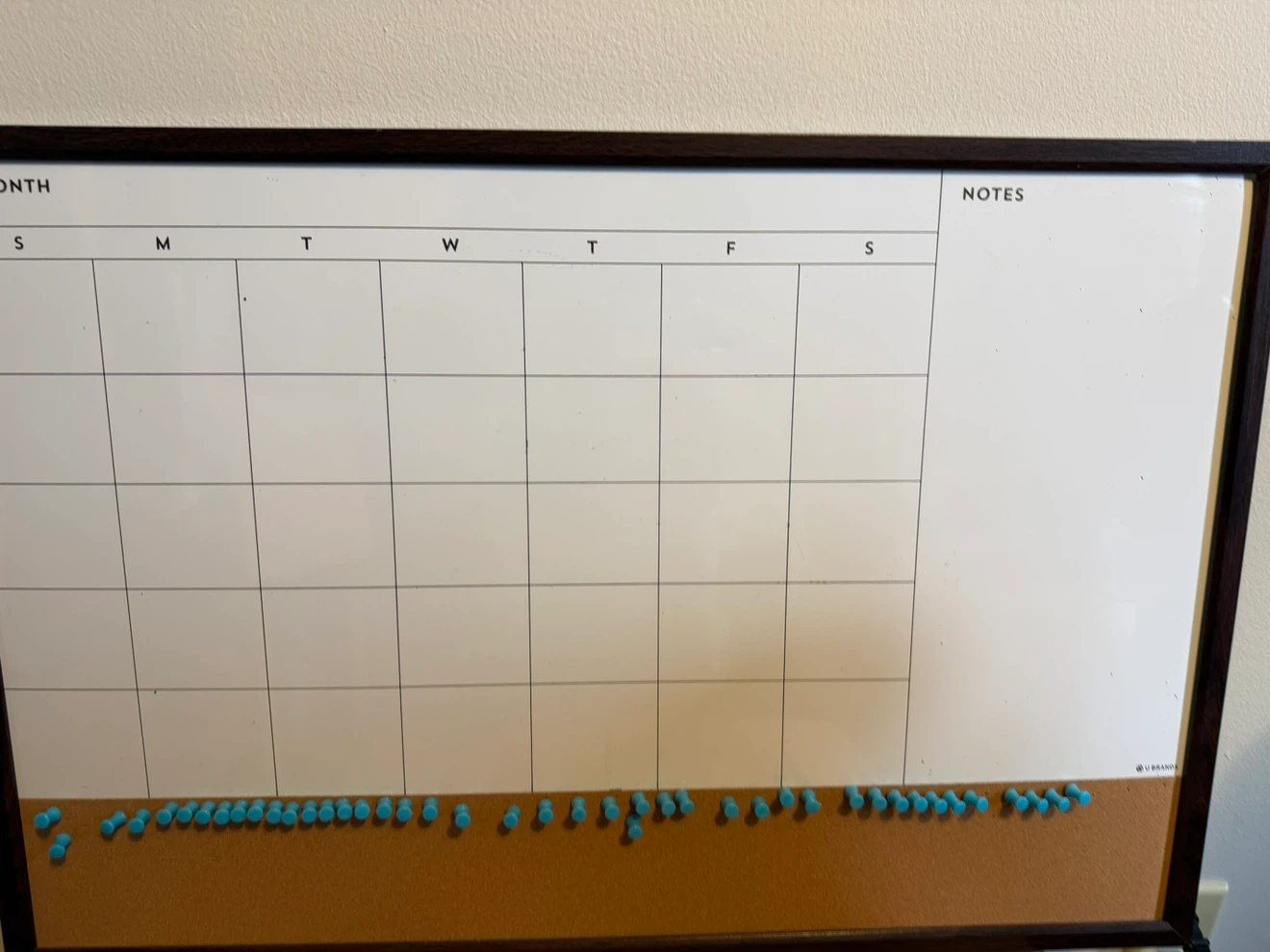 Wall Mountable Monthly Calendar Whiteboard with Cork Strip - photo 2