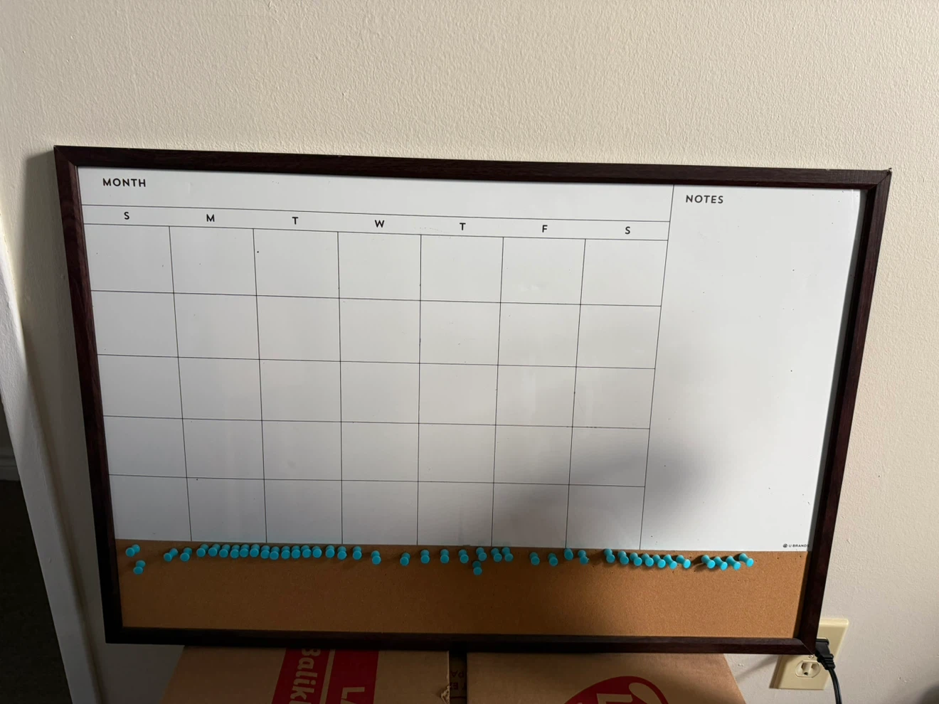 Wall Mountable Monthly Calendar Whiteboard with Cork Strip - photo 3