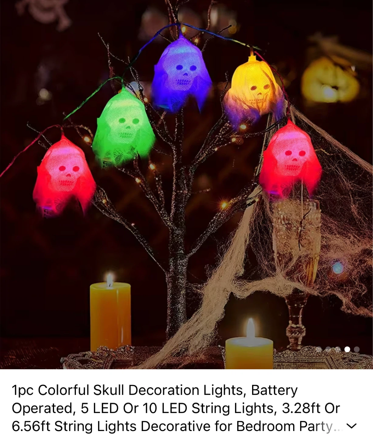 Halloween Skull String Lights (10 LED, 6.5ft) - photo 3