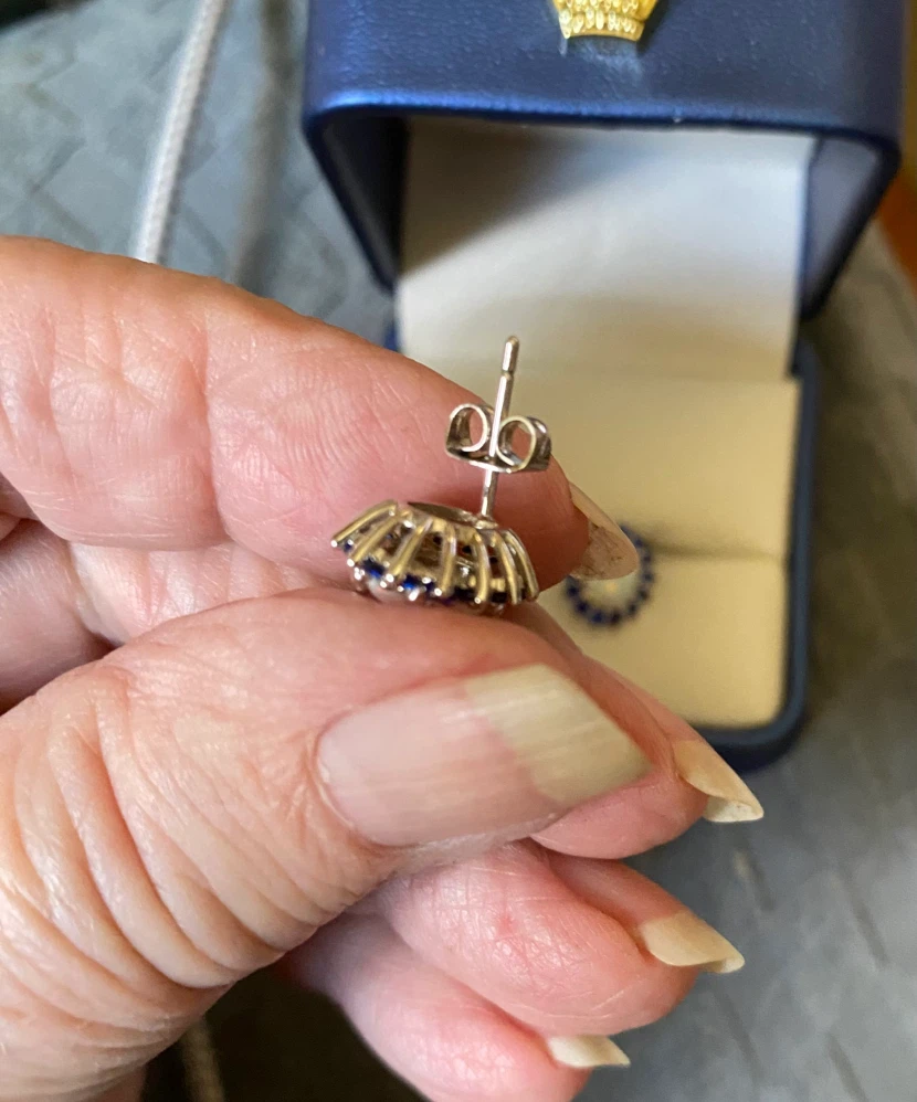 Lab Opal and Sapphire Earrings - photo 4
