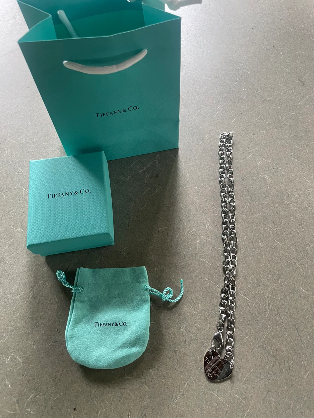 Tiffany & Co. Sterling Silver Heart Tag Chain Necklace