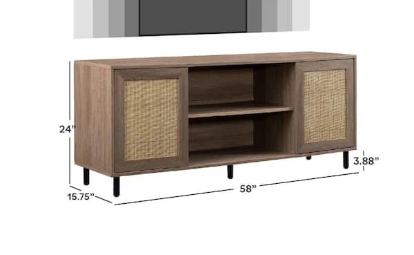 New Boho Rattan 2 Door TV Media Stand - photo 2