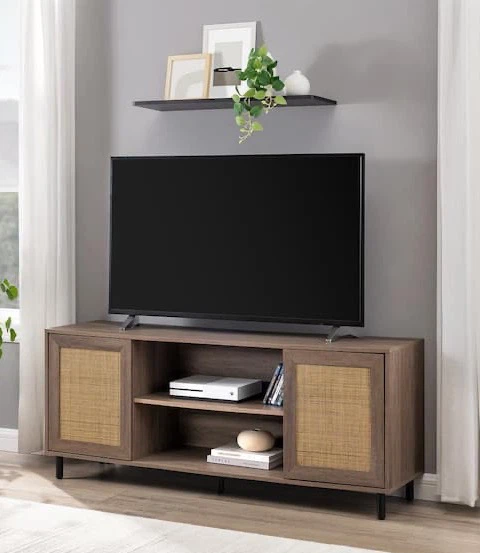 New Boho Rattan 2 Door TV Media Stand - photo 4