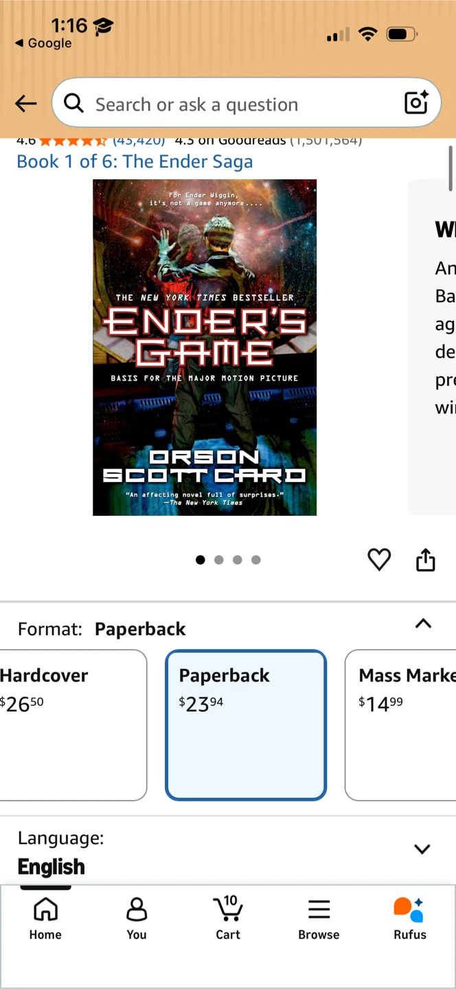 Ender's Game by Orson Scott Card Paperback - photo 3