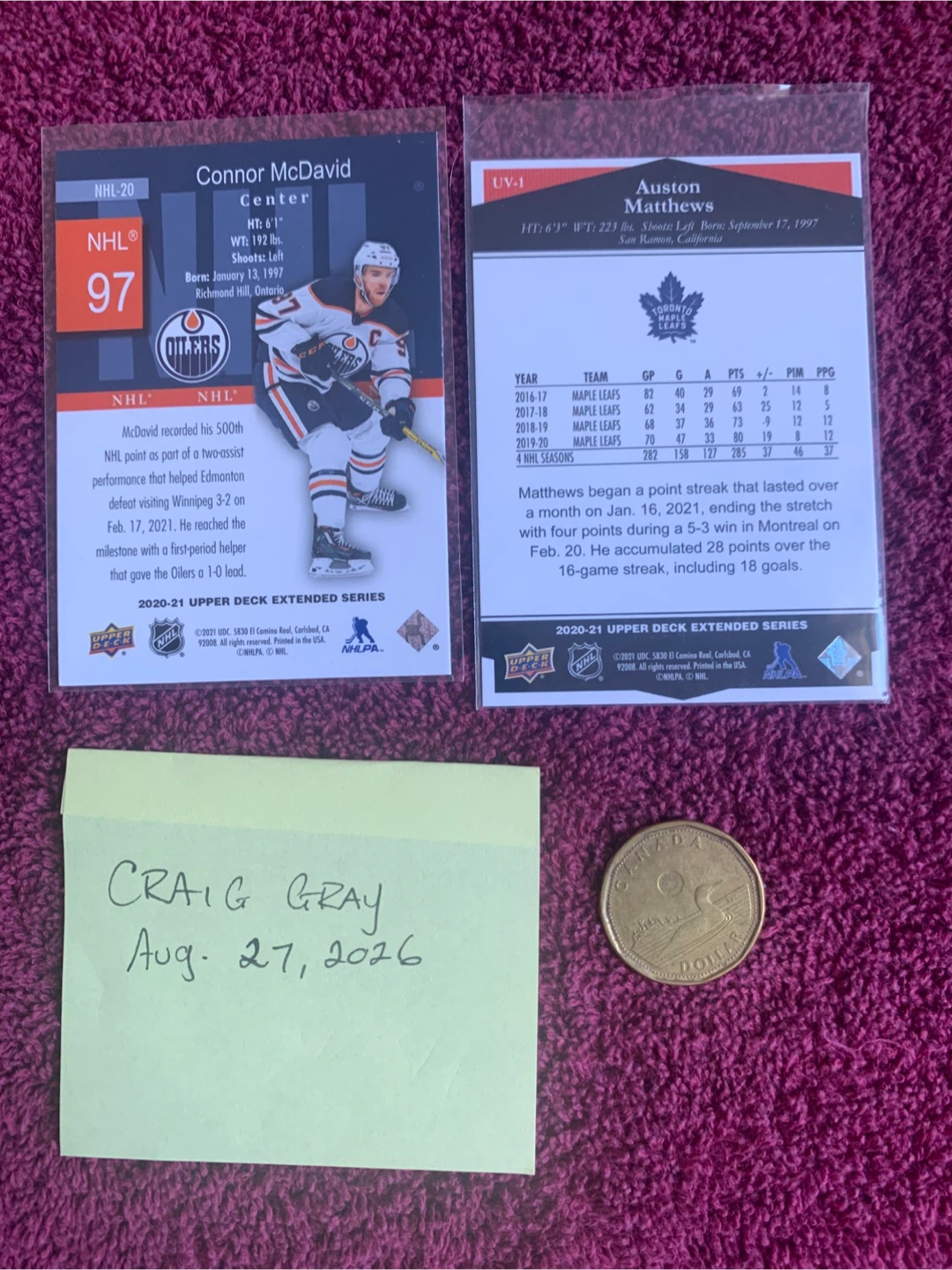 2020 - 21 UPPERDECK INSERT XARDS - photo 2