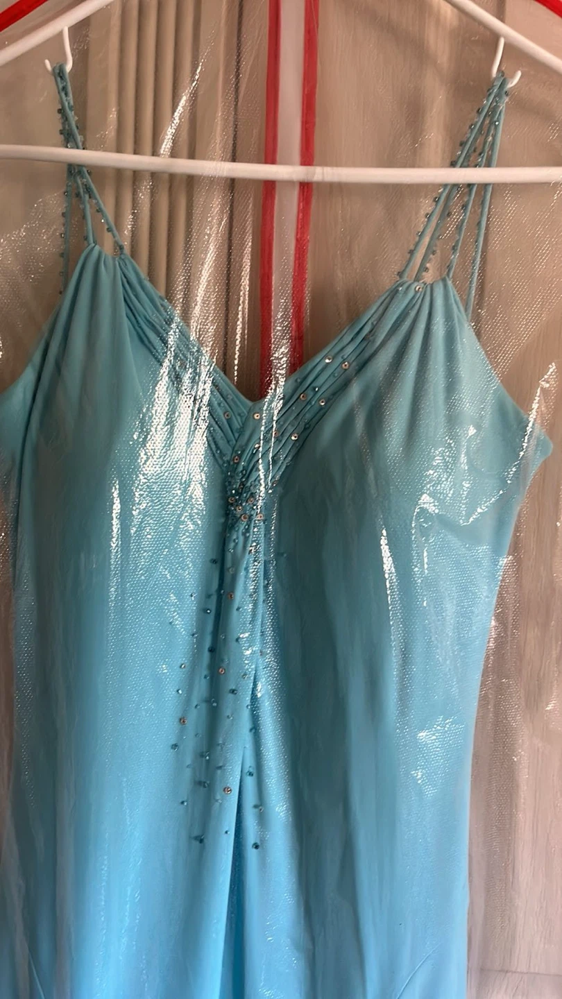 Gown, Tiffany blue color Beaded Spaghetti Strap - photo 2