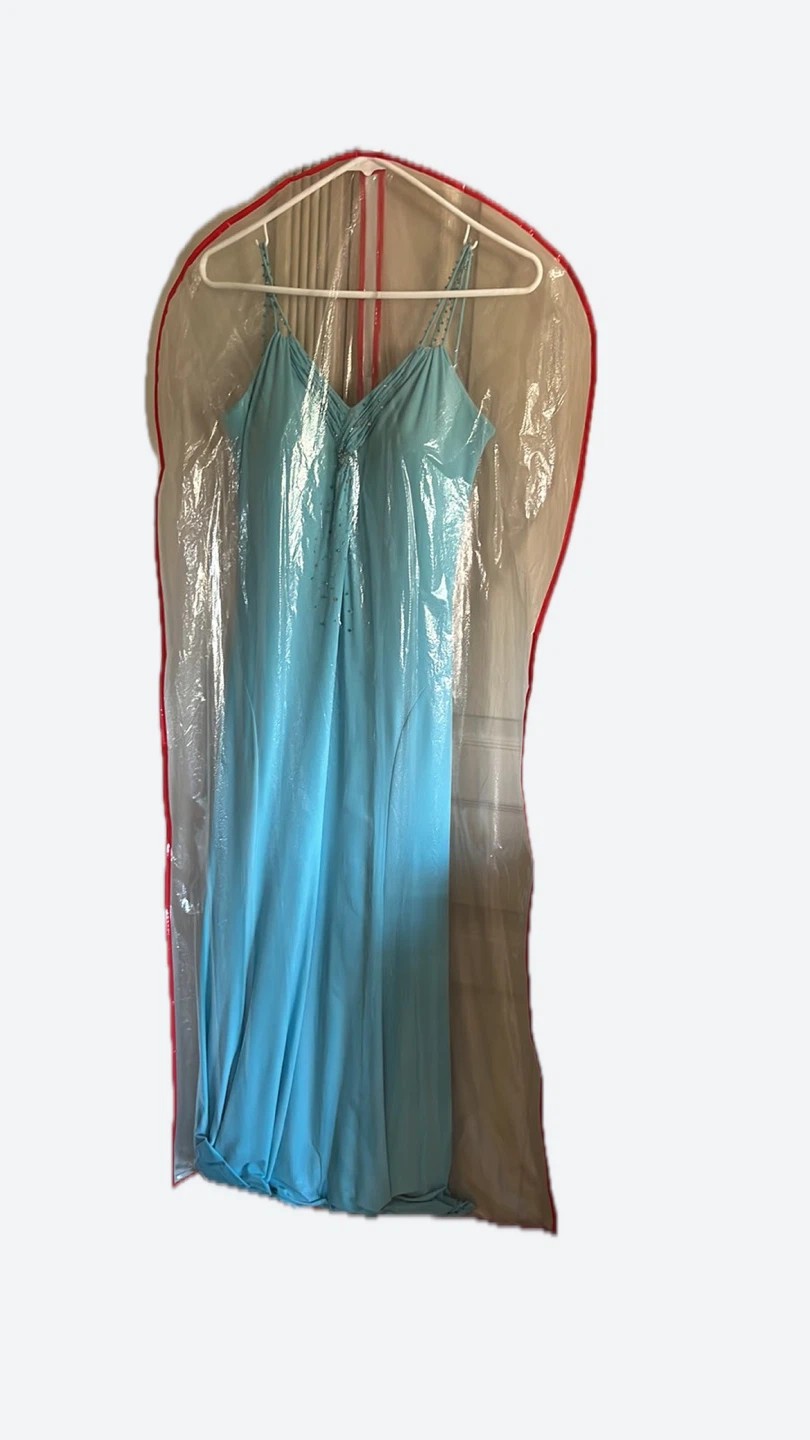 Gown, Tiffany blue color Beaded Spaghetti Strap