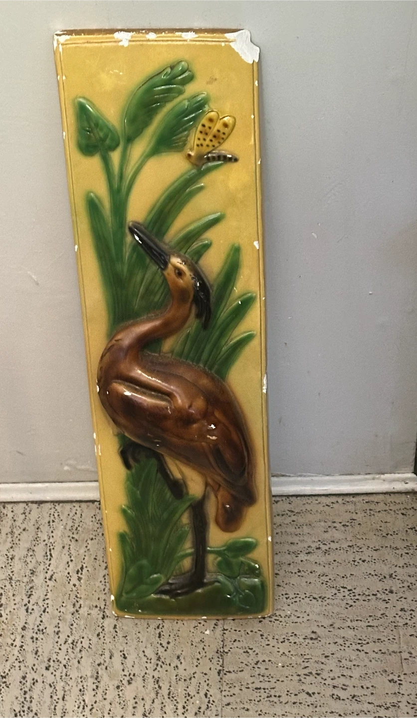 Rare 24.75” tall Chalkware Heron