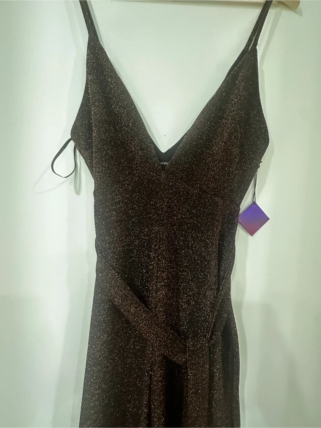Forever 21 Party Collection Glitter Wide-Leg Jumpsuit — Size S - photo 2