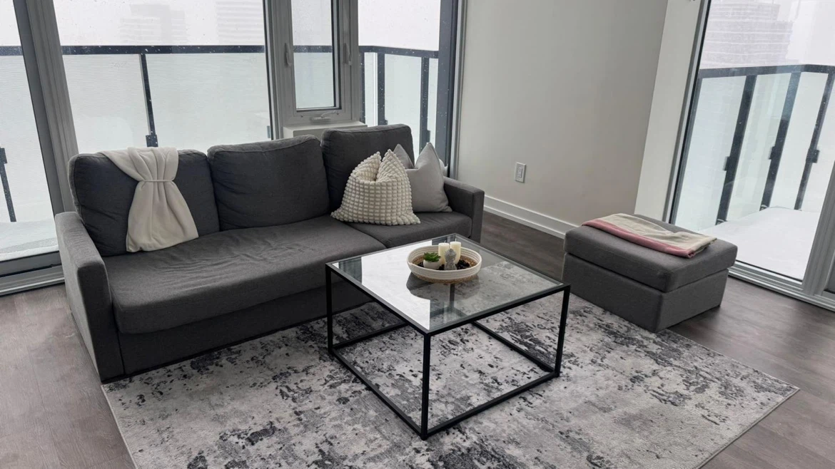 Grey Sectional Sofa + Matching Ottoman