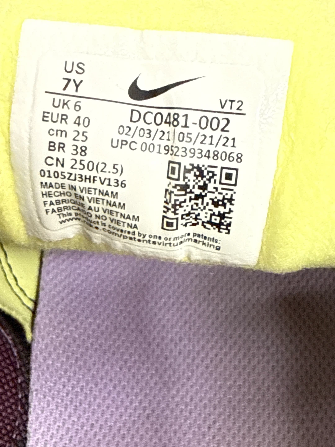 Nike Waffle One DC0481-002 Yellow/Purple Youth Shoes - photo 5